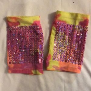 Tie dye sparkle fingerless gloves